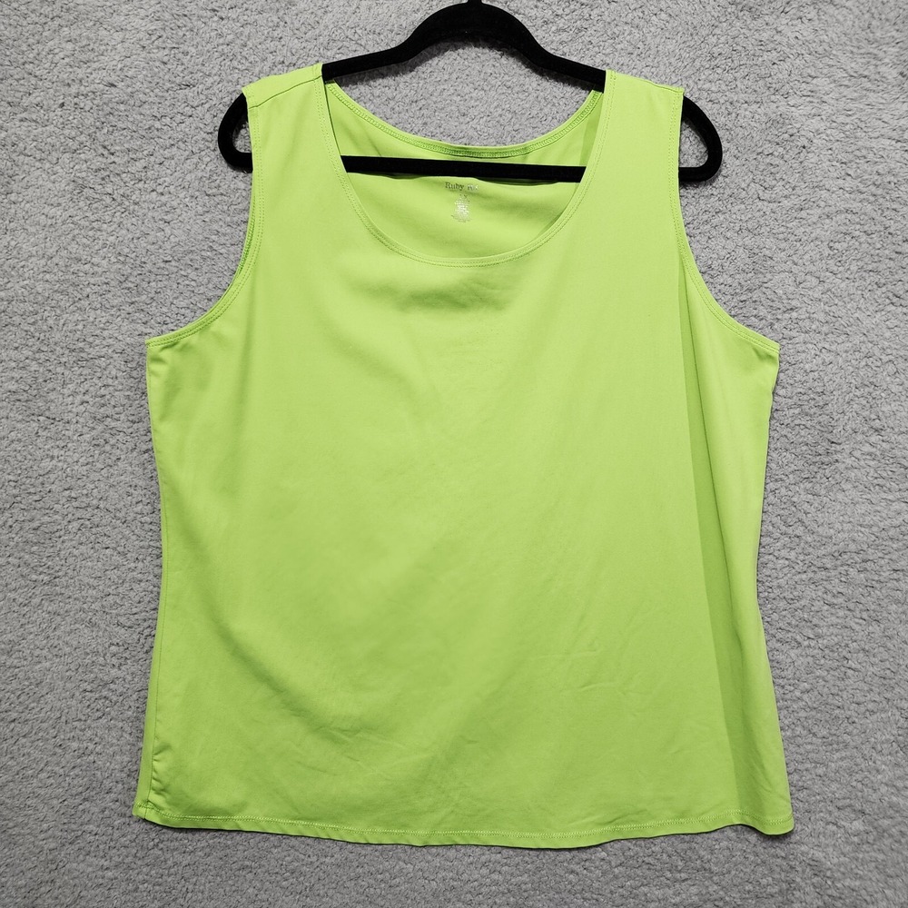 Ruby Rd Womens Stretch Tank Size 1X Lime Green Undershirt Summer Shirt‎